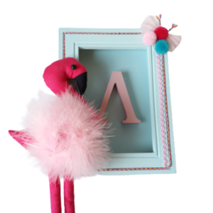Καδράκι παιδικό ξύλινο 3D 22×16×3,2cm - πίνακες & κάδρα, κορίτσι, flamingos, δώρα γενεθλίων, προσωποποιημένα