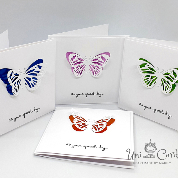 Ευχετήριες κάρτες με πεταλούδα - πεταλούδα, γενέθλια, επέτειος, γέννηση, γενική χρήση - 4