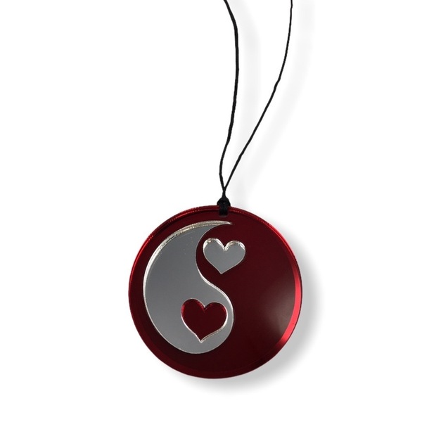 Σύμβολο YIN&YANG Από Κόκκινο και Ασημί Πλέξιγκλας Καθρέπτη CODE L01 - δώρο, plexi glass, πρωτότυπα δώρα, δώρα για γυναίκες