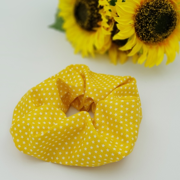 Scrunchies XL σε κίτρινο χρώμα - λαστιχάκι μαλλιών - δώρο, λαστιχάκια μαλλιών - 2