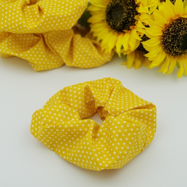 Scrunchies XL σε κίτρινο χρώμα - λαστιχάκι μαλλιών - δώρο, λαστιχάκια μαλλιών - 3
