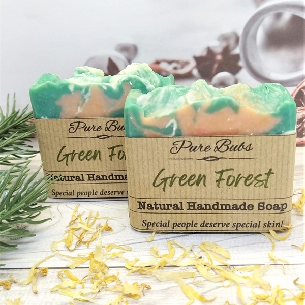 Χειροποίητο σαπούνι Green Forest με οργανικά έλαια και βούτυρα - δώρο, χειροποίητα, σαπούνια, χεριού, αρωματικό σαπούνι - 4