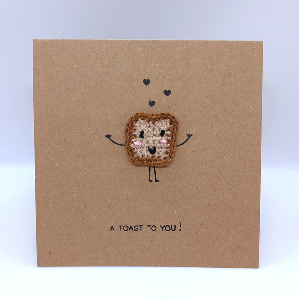 Κάρτα με λογοπαίγνιο - A toast to you - crochet, βελονάκι, γενέθλια, χιουμοριστικό, γενική χρήση - 3