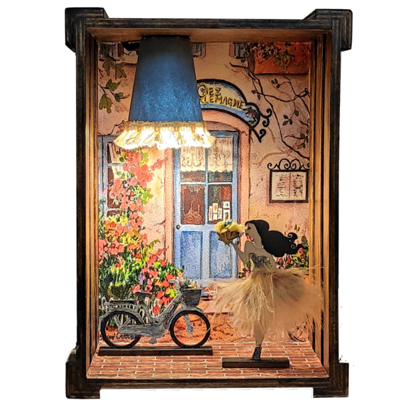 Ξύλινο χειροποίητο διακοσμητικό φωτιστικό ραντεβού με ποδήλατο - πορτατίφ, τοίχου, επέτειος, δώρα για γυναίκες