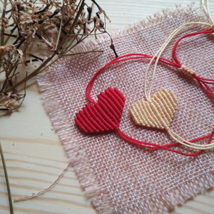 μακραμέ βραχιόλια σε σχήμα καρδιάς - καρδιά, μακραμέ, κορδόνια, χεριού, αυξομειούμενα - 5
