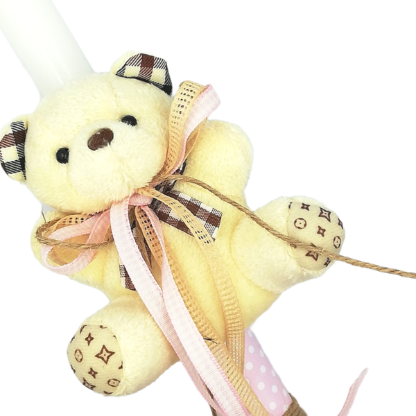 Λαμπάδα λούτρινο αρκουδάκι εκρού - κορίτσι, λαμπάδες, λούτρινα, για παιδιά, για μωρά