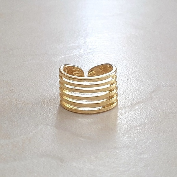 Δαχτυλίδι wide band πολύσειρο ανοιγόμενο ασήμι 925 με χρυσό επιχρύσωμα - επιχρυσωμένα, ασήμι 925, μεγάλα, αυξομειούμενα, φθηνά - 3