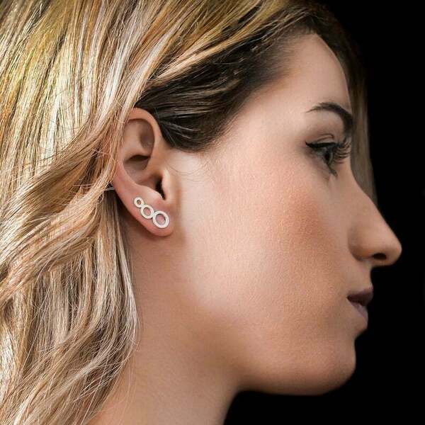 Ασημένια σκουλαρίκια Ear climber earrings - ασήμι, γεωμετρικά σχέδια