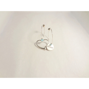 Σκουλαρίκι Κρίκος Καρδιά Κύκλος - ασήμι, αλπακάς, καρδιά, κρίκοι - 2