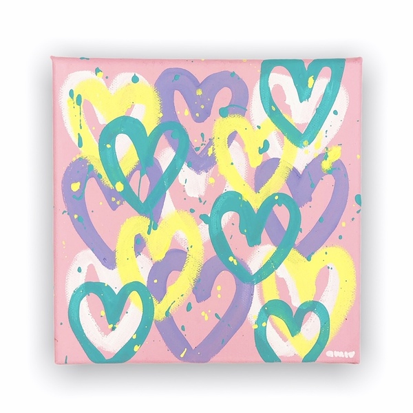 Καρδιές - Πίνακας ζωγραφικής ροζ - πίνακες & κάδρα, καρδιά, αγάπη, πίνακες ζωγραφικής