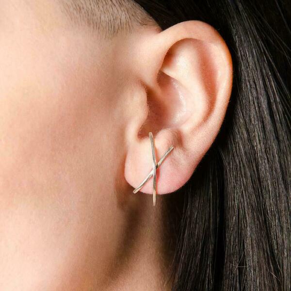 Ασημένια σκουλαρίκια καρφωτά, x earrings studs minimalist - ασήμι, επιχρυσωμένα, γεωμετρικά σχέδια, καρφωτά