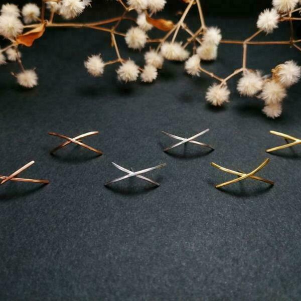 Ασημένια σκουλαρίκια καρφωτά, x earrings studs minimalist - ασήμι, επιχρυσωμένα, γεωμετρικά σχέδια, καρφωτά - 2
