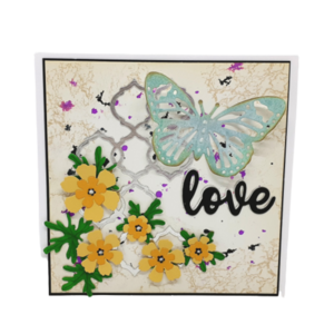 Ευχετήρια κάρτα " Άνοιξη" - επέτειος, γενέθλια, λουλούδια, πεταλούδα, αγ. βαλεντίνου