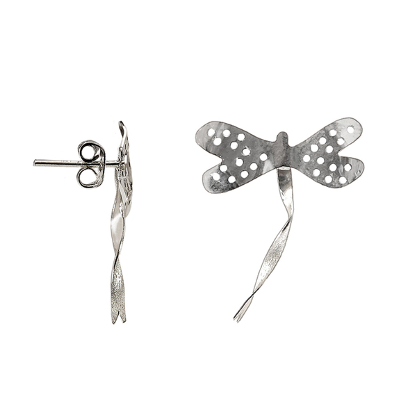 Ασημένια χειροποίητα καρφωτά σκουλαρίκια πεταλούδας - ασήμι, πεταλούδα, καρφωτά, μικρά