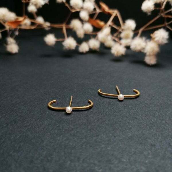 Καρφωτά σκουλαρίκια μαργαριτάρι, suspender earrings pearl stud earrings - ασήμι, καρφωτά, νυφικά - 2
