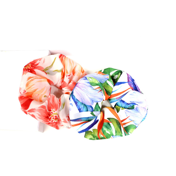 "Floral" scrunchies set (2 τεμάχια) - λαστιχάκια μαλλιών