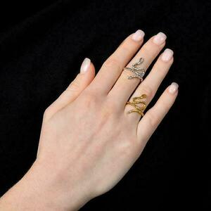 Χρυσό φίδι δαχτυλίδι από ασημί 925, gold snake ring - αυξομειούμενα, ασήμι 925, boho