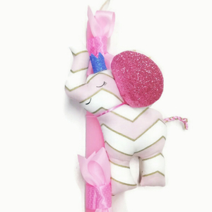 Χειροποίητη αρωματική λαμπάδα ροζ ελέφαντακι με στέμμα - λαμπάδες, λούτρινα, πρώτο Πάσχα, για μωρά, παιχνιδολαμπάδες