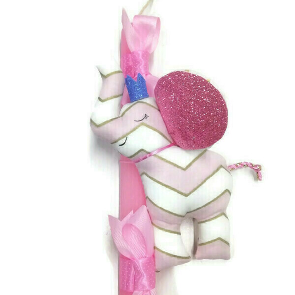Χειροποίητη αρωματική λαμπάδα ροζ ελέφαντακι με στέμμα - λαμπάδες, λούτρινα, πρώτο Πάσχα, για μωρά, παιχνιδολαμπάδες - 4