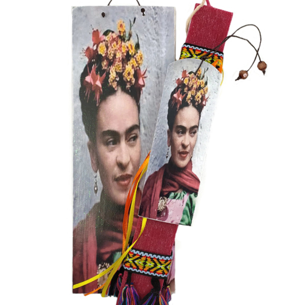Λαμπάδα Frida Kahlo σετ καδράκι και σελιδοδείκτης. - γυναικεία, λαμπάδες, πάσχα, frida kahlo, για εφήβους