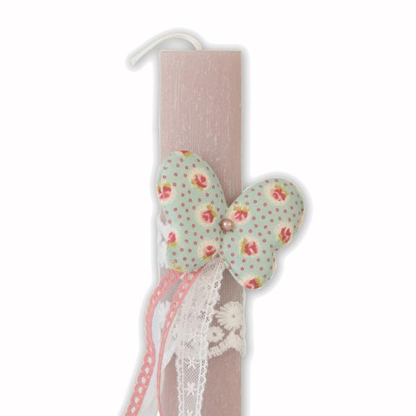 Αρωματική λαμπάδα με floral πεταλουδίτσα - φουντούκι oval 20cm - κορίτσι, λαμπάδες, πεταλούδα, για ενήλικες, για εφήβους - 3