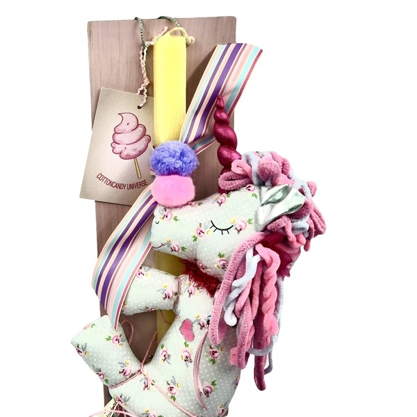Πασχαλινή Λαμπαδα αρωματική με μονοκερο σε γκρι-φούξια αποχρώσεις - κορίτσι, λαμπάδες, μονόκερος, πάσχα 2022 - 3