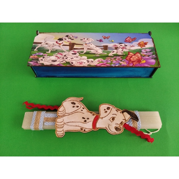 Λαμπαδάκι "Σκυλάκι"σε ξύλινο κουτί (22cm) - αγόρι, λαμπάδες, σκυλάκι, για παιδιά, ήρωες κινουμένων σχεδίων - 3