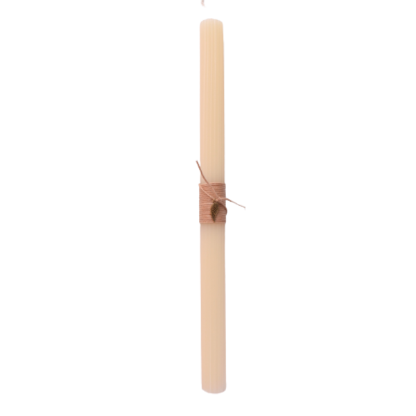 Γυναικεία πασχαλινή λαμπάδα φύλλο μεταλλικό μπεζ 30cm - κορίτσι, λαμπάδες, για ενήλικες, για εφήβους - 2