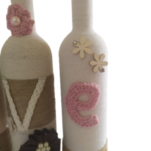 Διακοσμητικά μπουκάλια δίχρωμα love - αγάπη, χειροποίητα, διακοσμητικά μπουκάλια - 3