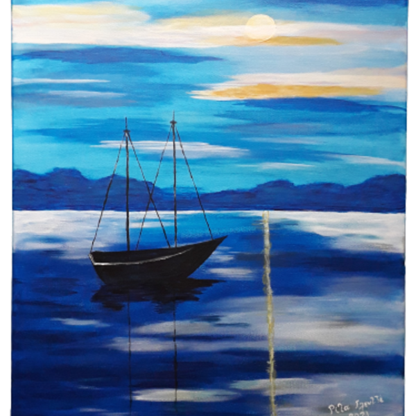Πίνακας ζωγραφικής "Αποχρώσεις του μπλε" - μπλε, πίνακες & κάδρα, θάλασσα, πίνακες ζωγραφικής