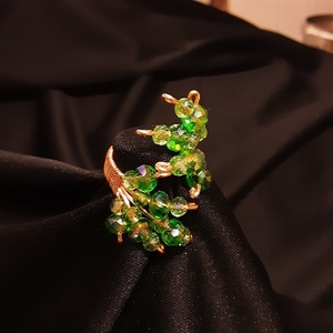 Emerald: cocktail ring - γυαλί, χαλκός, χάντρες, μεγάλα, αυξομειούμενα - 2
