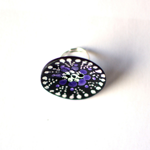 Δαχτυλίδι με κουμπί από κοκοφοίνικα, ζωγραφισμένο στο χέρι - αυξομειούμενα - 3