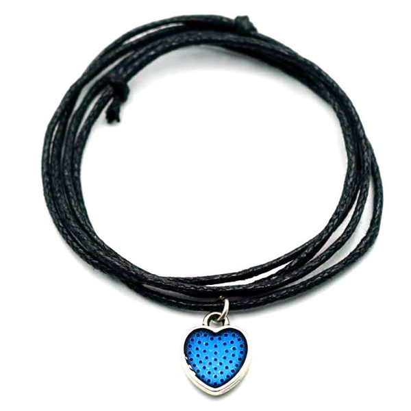 Κολιέ Καρδιά μπλε Ζαμάκ με κορδόνι - charms, ορείχαλκος, καρδιά - 2