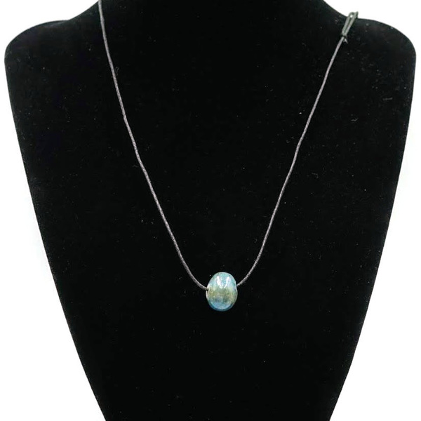 Κολιέ Νεφρίτης πράσινος παραλλαγή με κορδόνι - ημιπολύτιμες πέτρες, μακριά - 3