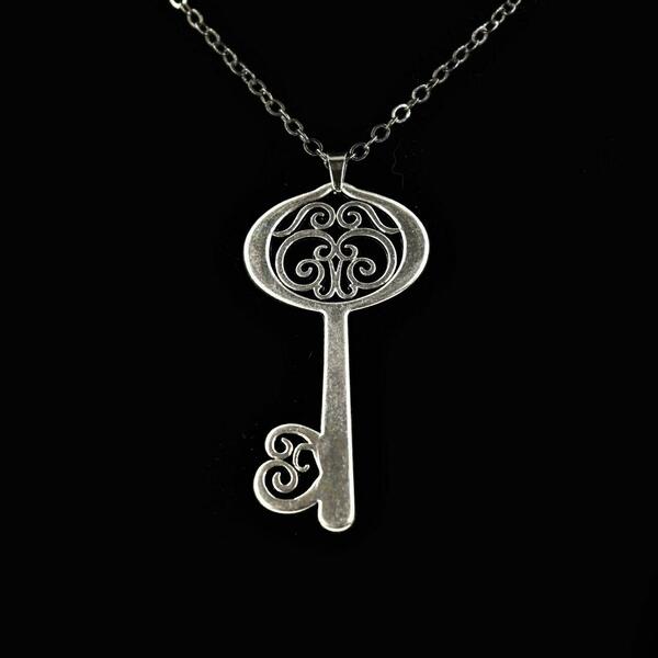 Κολιέ Κλειδί με Σχέδιο Μεγάλο Μενταγιόν με Μεγάλη Μαύρη Ατσάλινη Αλυσίδα 70cm Συλλογή Vintage Nikolas Jewelry - ορείχαλκος, μακριά, ατσάλι, μεγάλα - 3