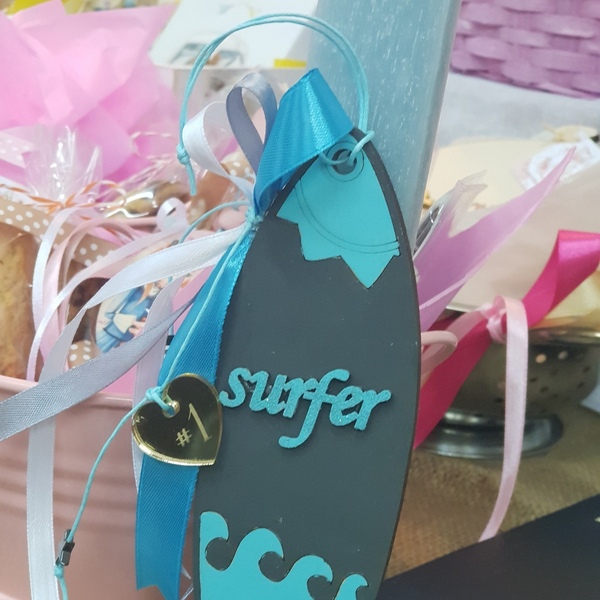 Λαμπάδα του Σέρφερ | Δώρο για Surfer | κερί αρωματικό 20cm, ξύλινο διακοσμητικό - αγόρι, λαμπάδες, για ενήλικες - 3