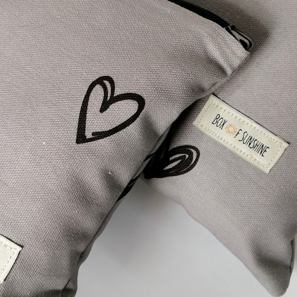 Τσαντάκι (νεσεσέρ) Hearts - χειρός, clutch, all day, ύφασμα, πάνινες τσάντες - 2