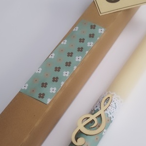 Πασχαλινή αρωματική λαμπάδα 30 cm με ξυλινο κλειδι του σολ - κορίτσι, λαμπάδες, για παιδιά, για ενήλικες, για εφήβους - 2