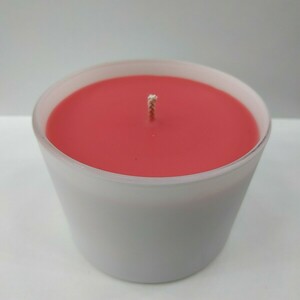 Κερί χειροποίητο κόκκινη φράουλα σε γυάλινο ματ ποτήρι 6x8cm - αρωματικά κεριά - 3