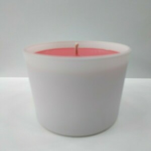 Κερί χειροποίητο κόκκινη φράουλα σε γυάλινο ματ ποτήρι 6x8cm - αρωματικά κεριά - 4
