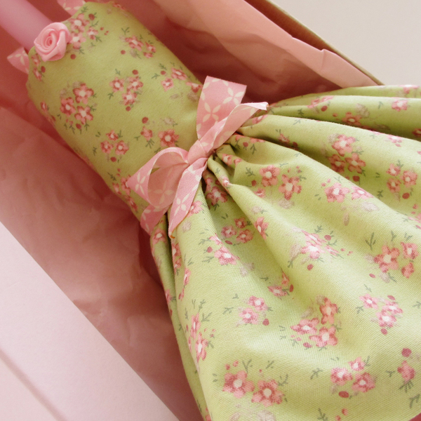 Λαμπάδα με floral φόρεμα "Φοίβη" 40cm - κορίτσι, λαμπάδες, φλοράλ, για παιδιά - 4
