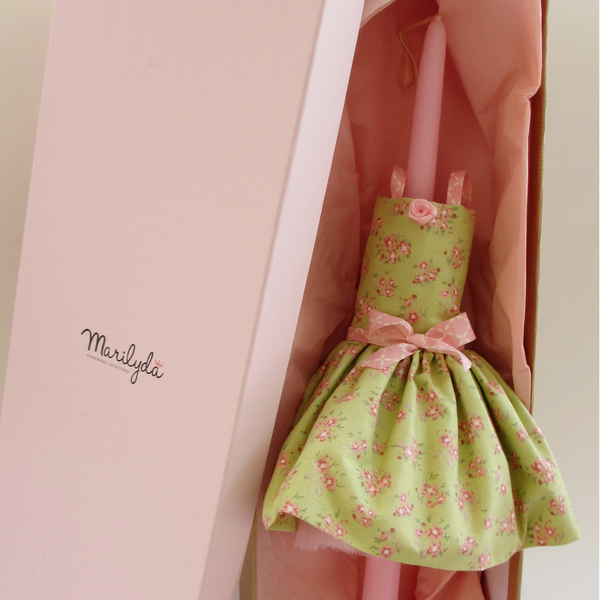 Λαμπάδα με floral φόρεμα "Φοίβη" 40cm - κορίτσι, λαμπάδες, φλοράλ, για παιδιά - 5