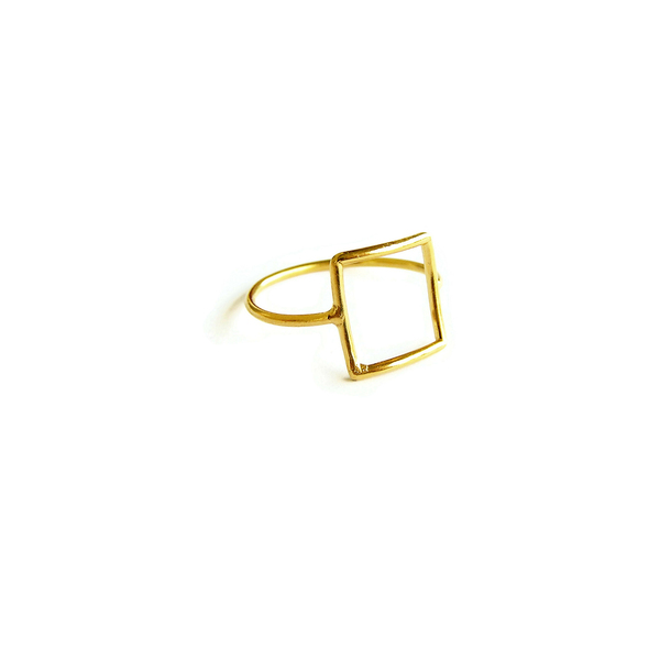Δαχτυλίδι μίνιμαλ "square ring " - ασήμι, επιχρυσωμένα, βεράκια, σταθερά, Black Friday