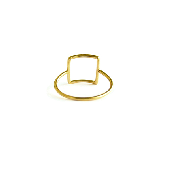 Δαχτυλίδι μίνιμαλ "square ring " - ασήμι, επιχρυσωμένα, βεράκια, σταθερά, Black Friday - 3