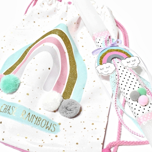 Λαμπάδα rainbow σετ με τσάντα πλάτης παιδική |Ουράνιο τόξο - κορίτσι, λαμπάδες, ουράνιο τόξο, για παιδιά
