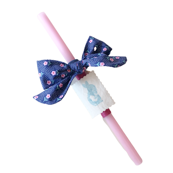 Πασχαλινή λαμπάδα για κορίτσια, με λαστιχάκι μαλλιών φιόγκο μπλε-ροζ - κορίτσι, λαμπάδες, για παιδιά