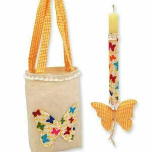 Τσάντα με πεταλούδα και ασορτί λαμπάδα - κορίτσι, λαμπάδες, για παιδιά, κουνελάκι