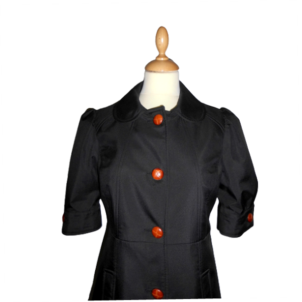 180. Μαύρη Εφαρμοστή Καπαρντίνα/Φόρεμα με 3/4 balloon μανίκια -Νο180 ΚΤΝ. - chic - 2