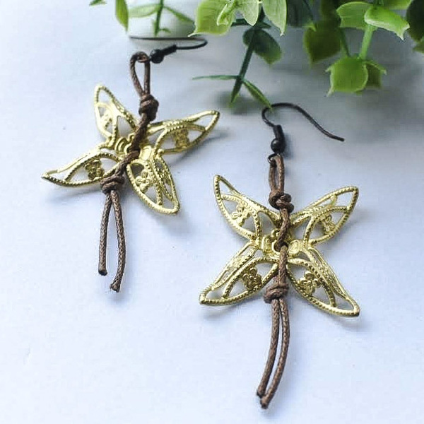 Σκουλαρίκια πεταλούδες - πεταλούδες, μικρά, μπρούντζος, faux bijoux - 2