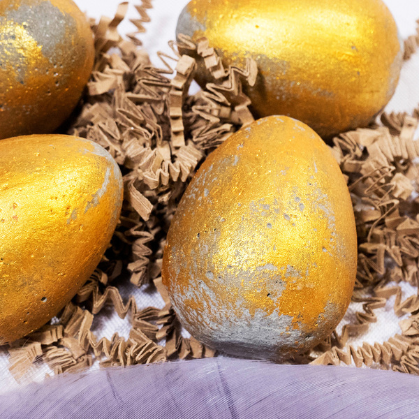Χρυσά ρουστίκ Τσιμεντένια Πασχαλινά Αυγά|Σετ των 4 - διακοσμητικά, πασχαλινά αυγά διακοσμητικά, για ενήλικες, πασχαλινά δώρα - 2